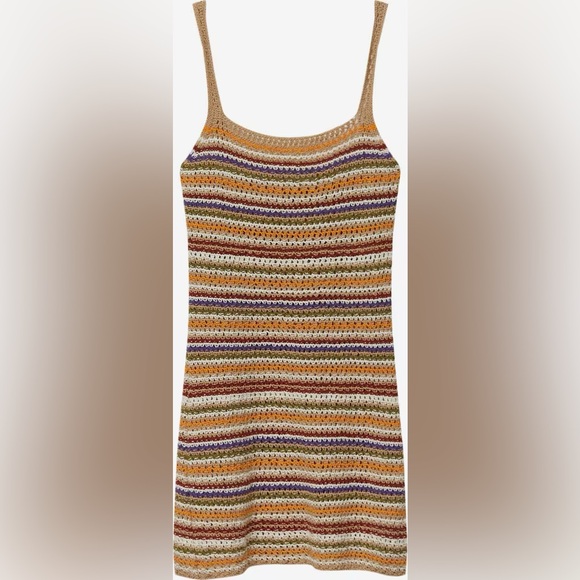 Pull&Bear Crochet Mini Dress Multi Color Size XS - Picture 3 of 6